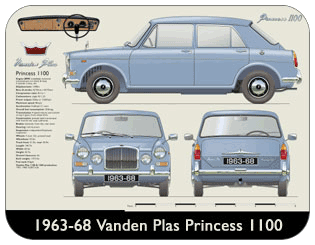 Vanden Plas Princess 1100 1963-68 Place Mat, Medium
